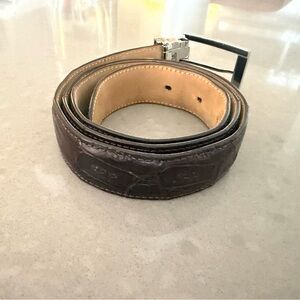 Crocodile Brown Leather Belt